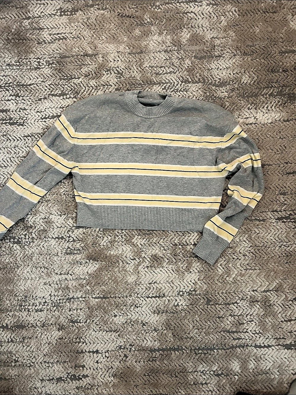 Garage Boxy Stripe Sweater Gray & Yellow Girls P/S